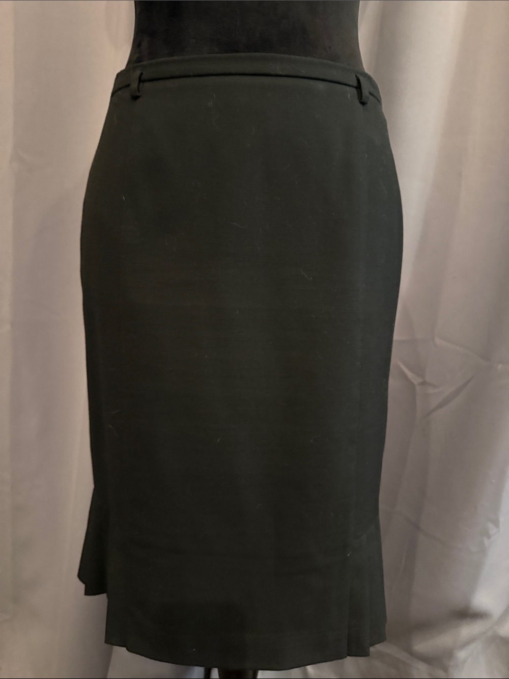 Talbots Black Pencil Skirt with Bottom Pleats. Back Zipper. Fully Lined.